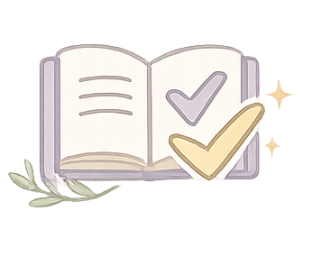 Open notebook with checkmarks on pages.
