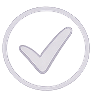 White checkmark inside a gray circle