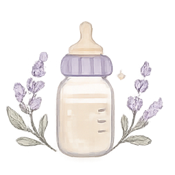 Water baby bottle surrounded by lavender sprigs