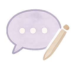 A speech bubble icon with three dots inside and a pencil beside it.
