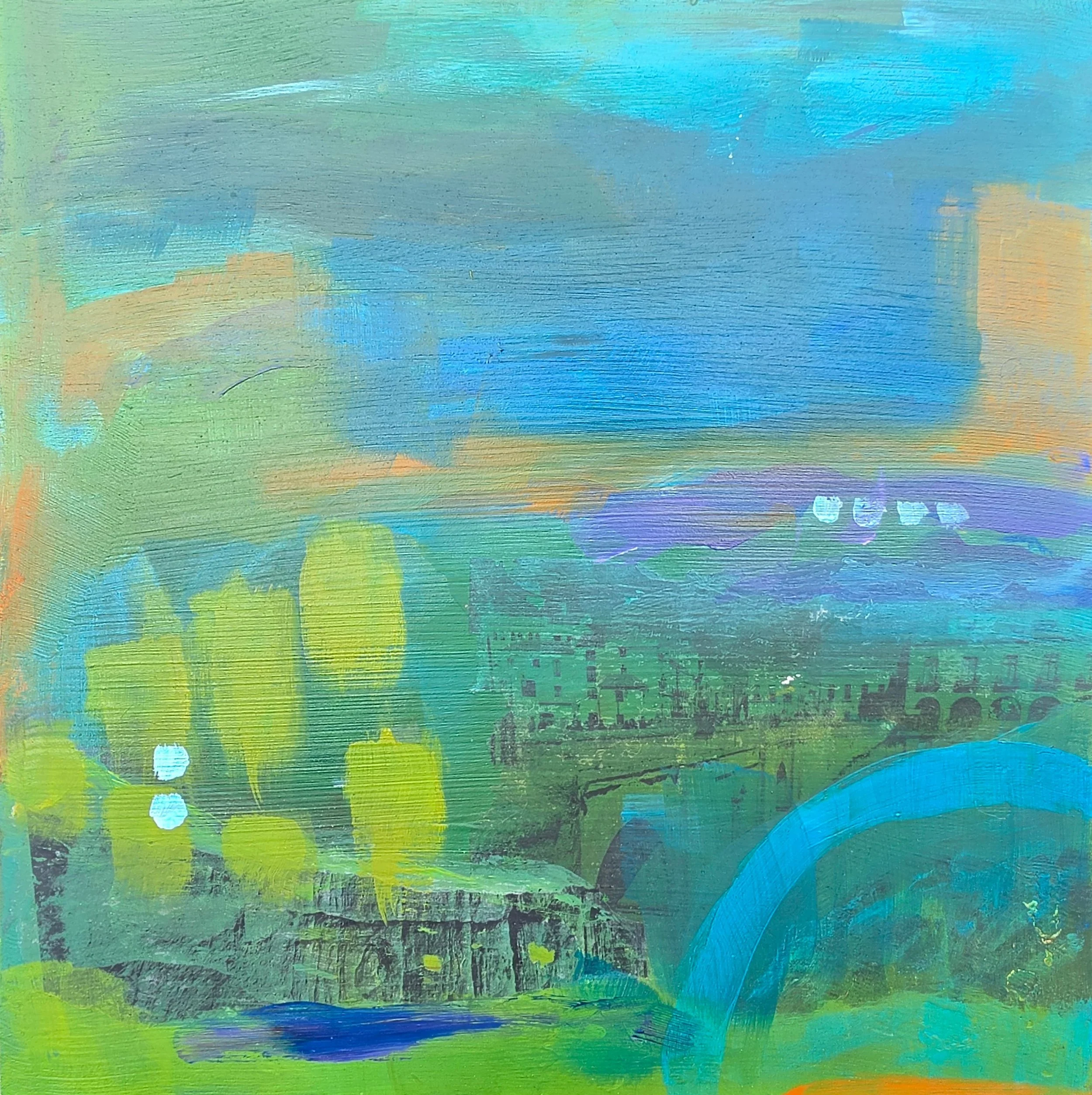 El Valle. 10" x 10" - acrylic and image transfer on wood panel