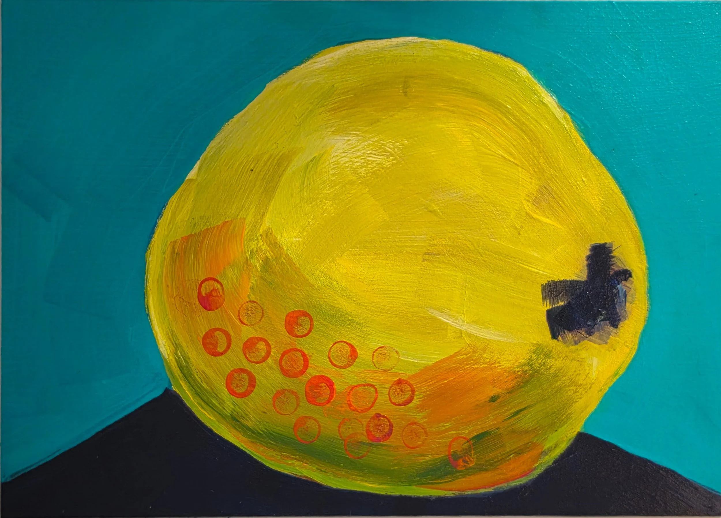 Quince. 7" x 5" - Acrylic on masonite board