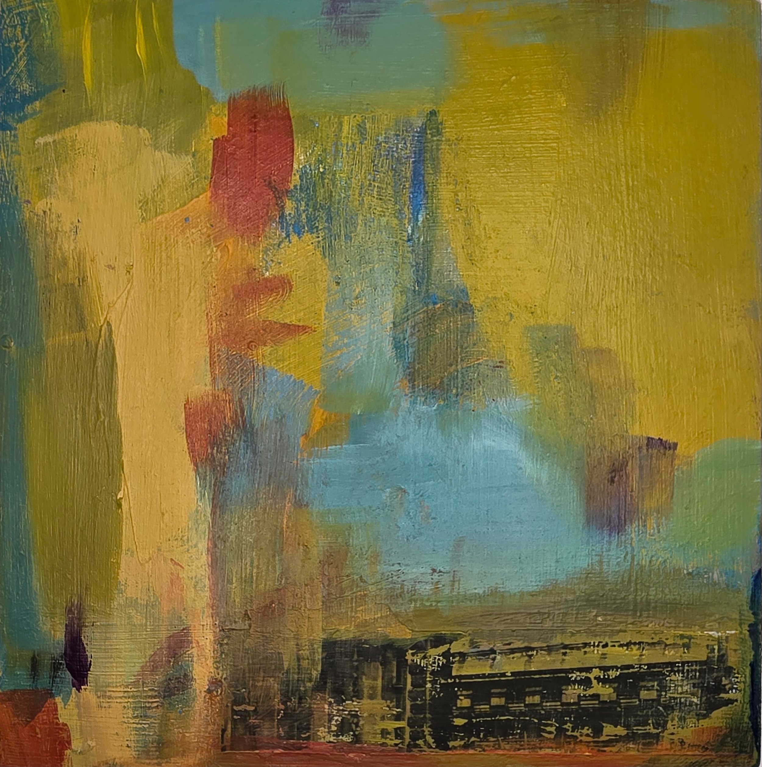 Ladera. 8" x 8" - Acrylic, image transfer on wood panel