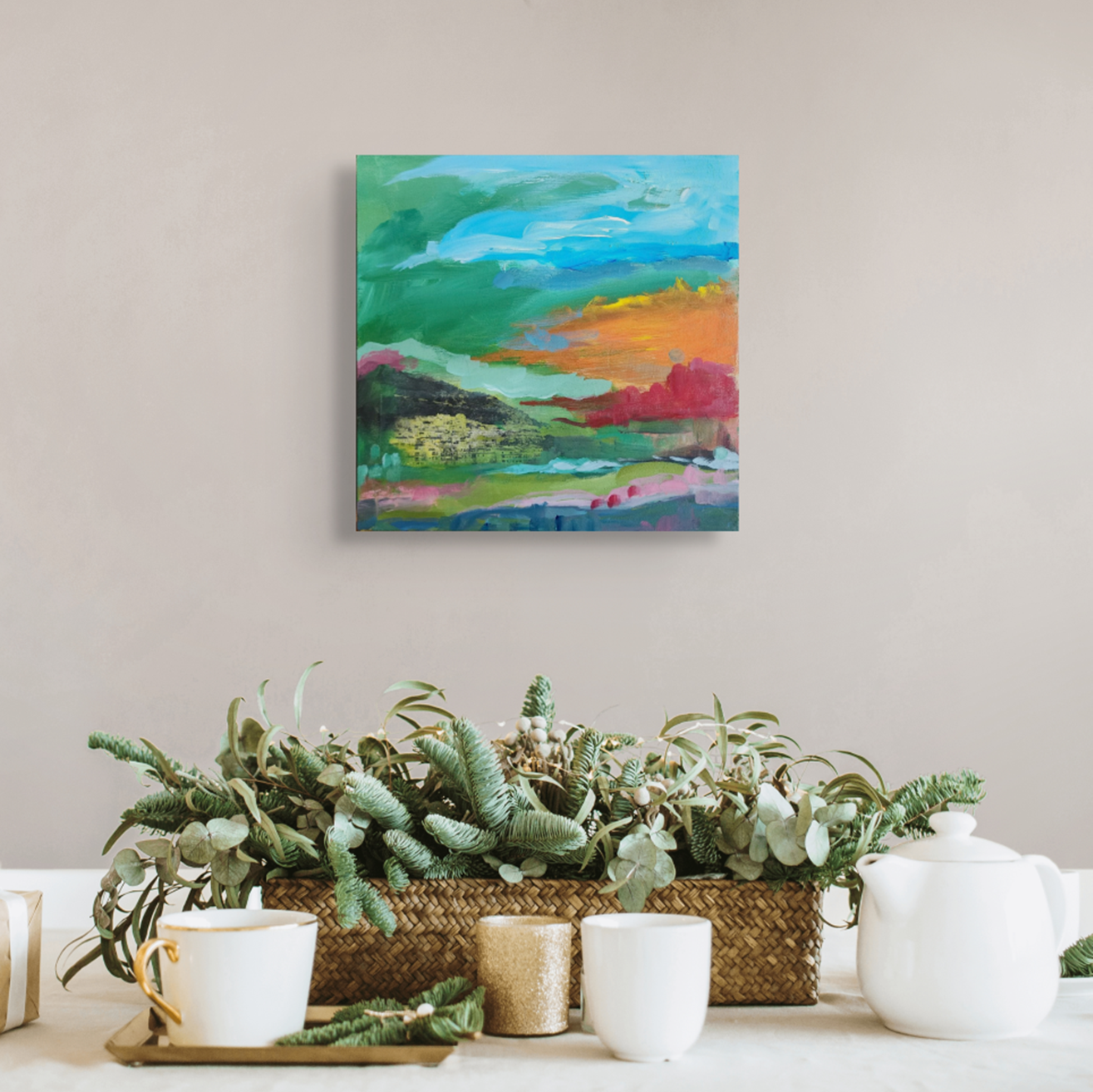 In situ. "Ronda" - 12" x 12" on wood panel. Framed