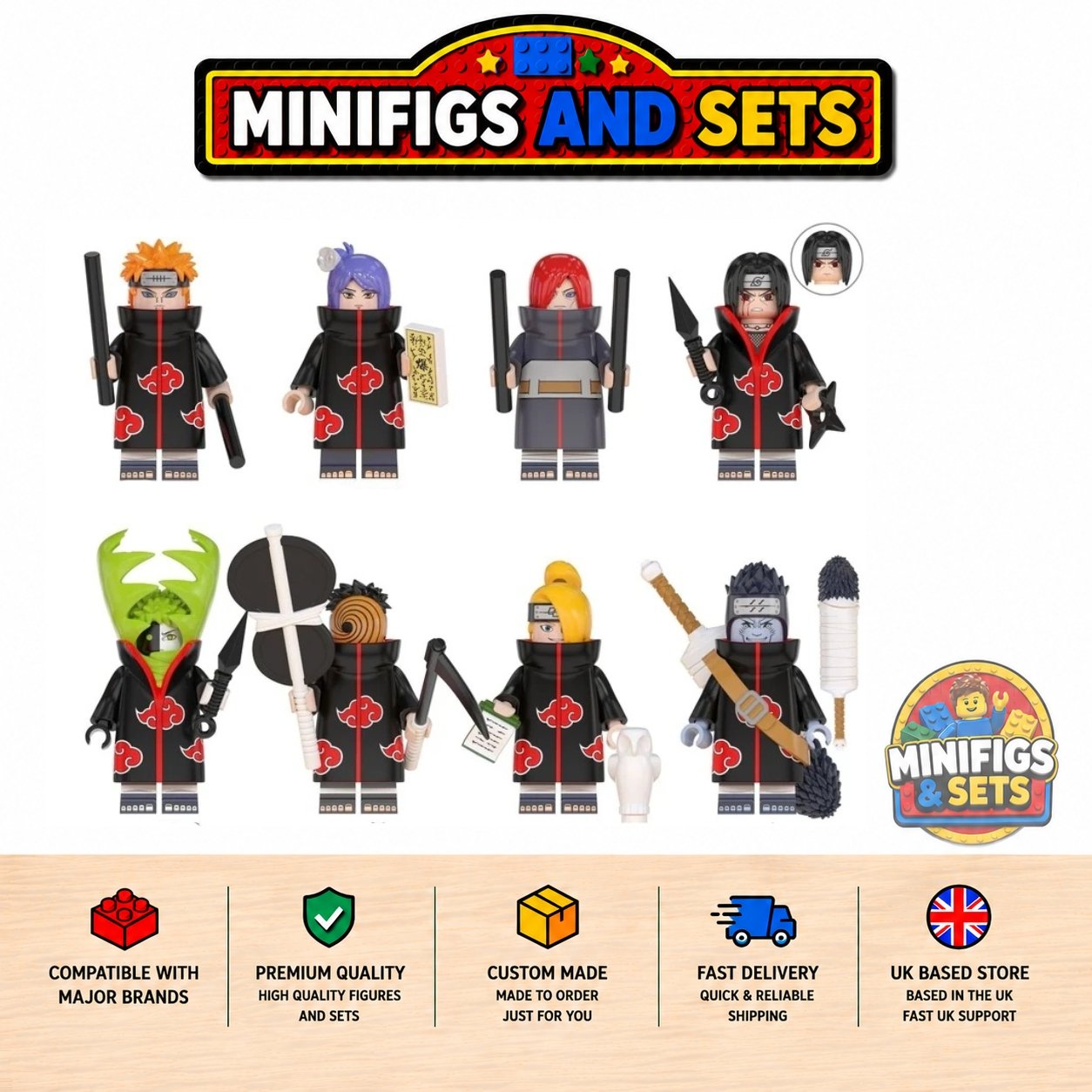 Naruto Set of 8 minifigures - Style 7