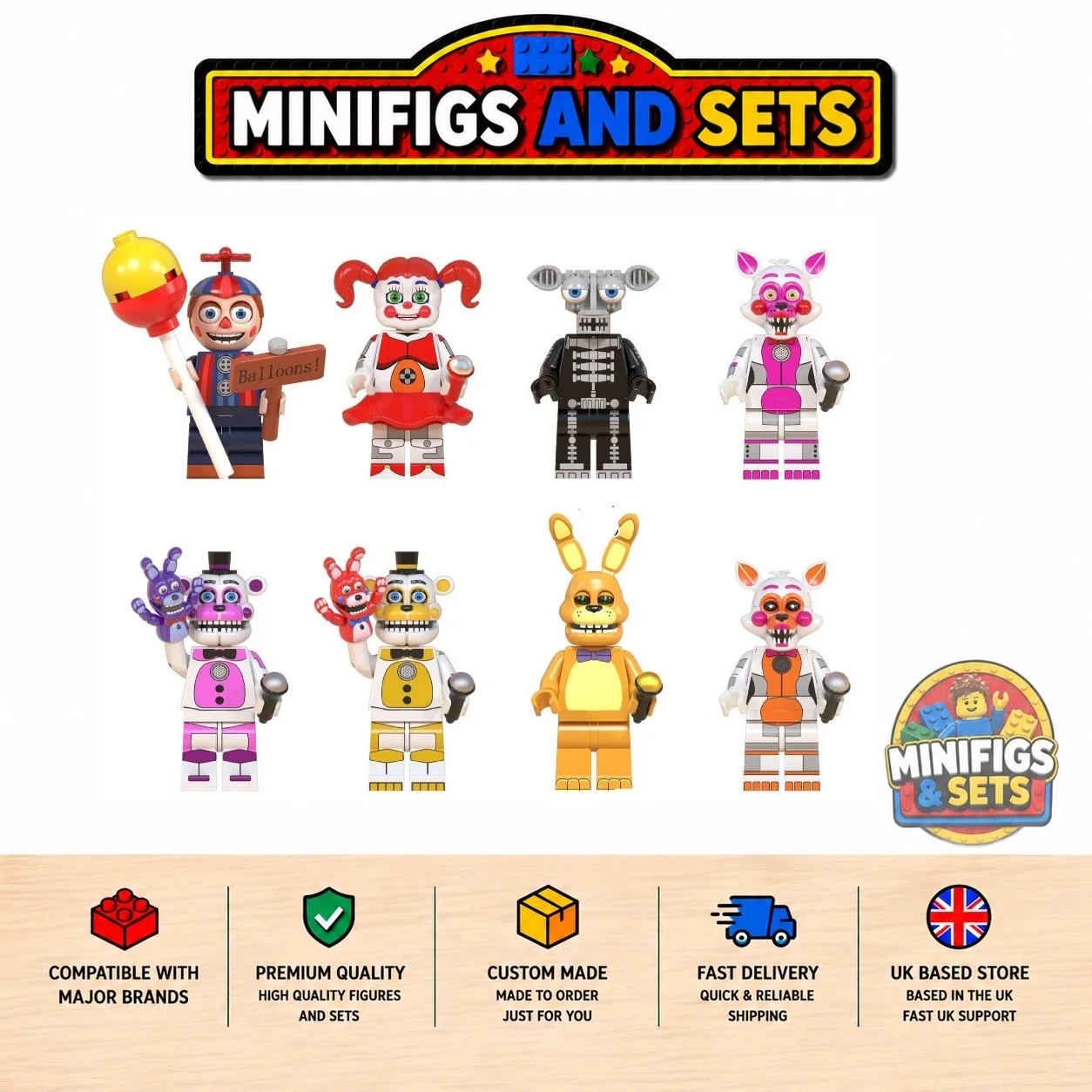FNAF Set of 8 minifigures - Style 3