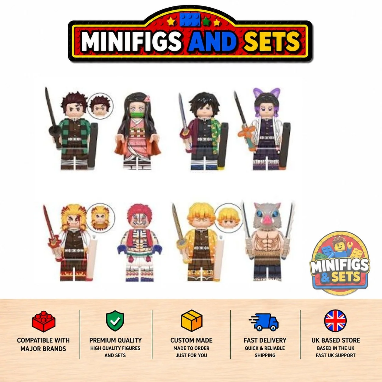 Demon Slayer Set of 8 minifigures - Style 1