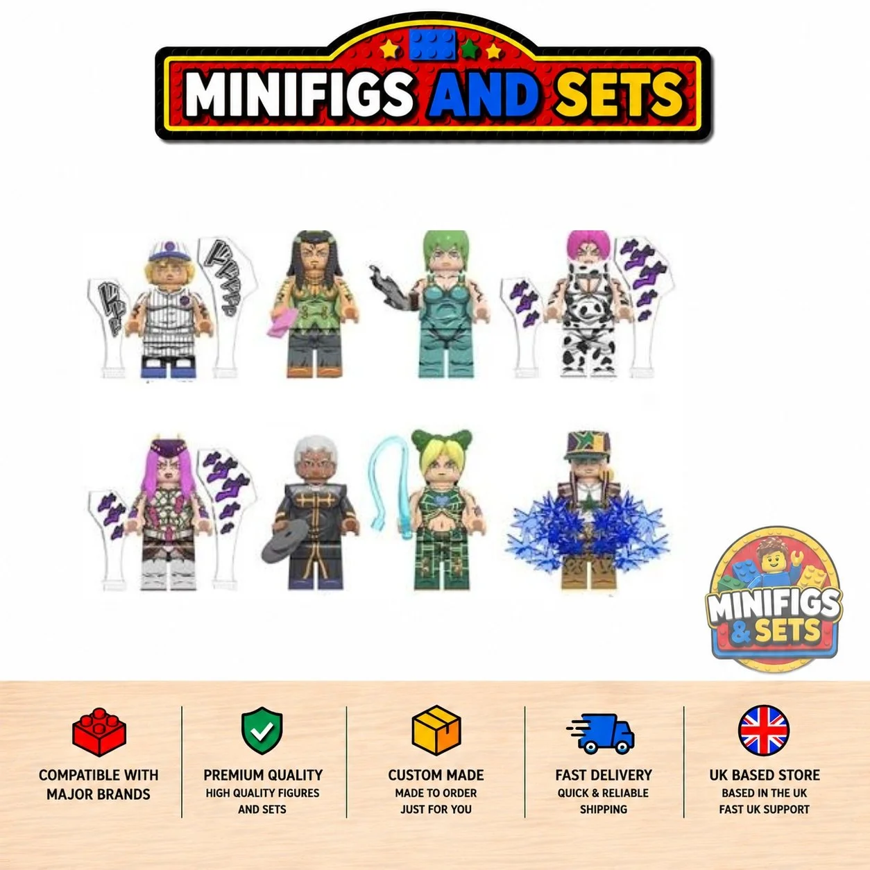 Jojo's Bizarre Adventure Set of 8 minifigures - Style 2