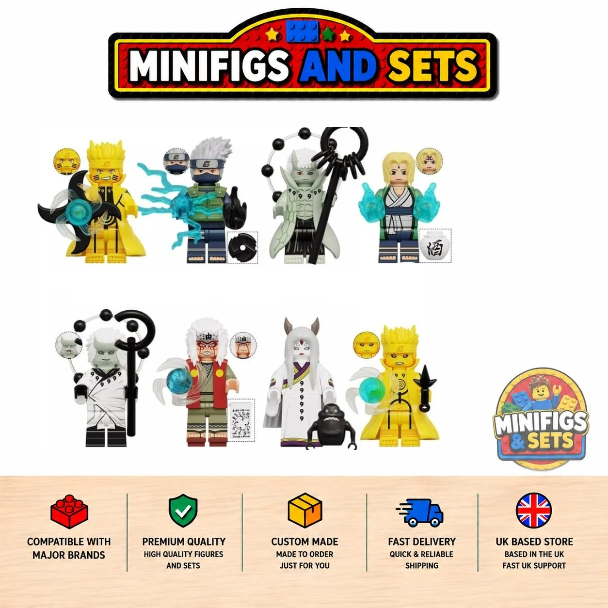 Naruto Set of 8 minifigures - Style 5