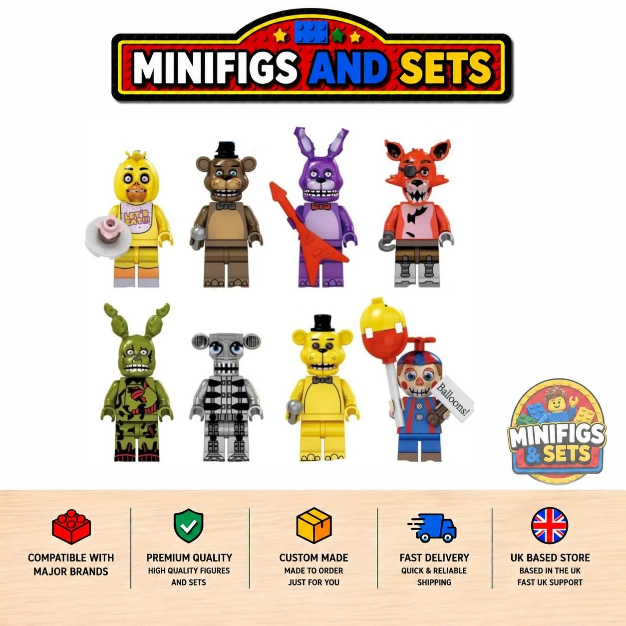 FNAF Set of 8 minifigures - Style 5