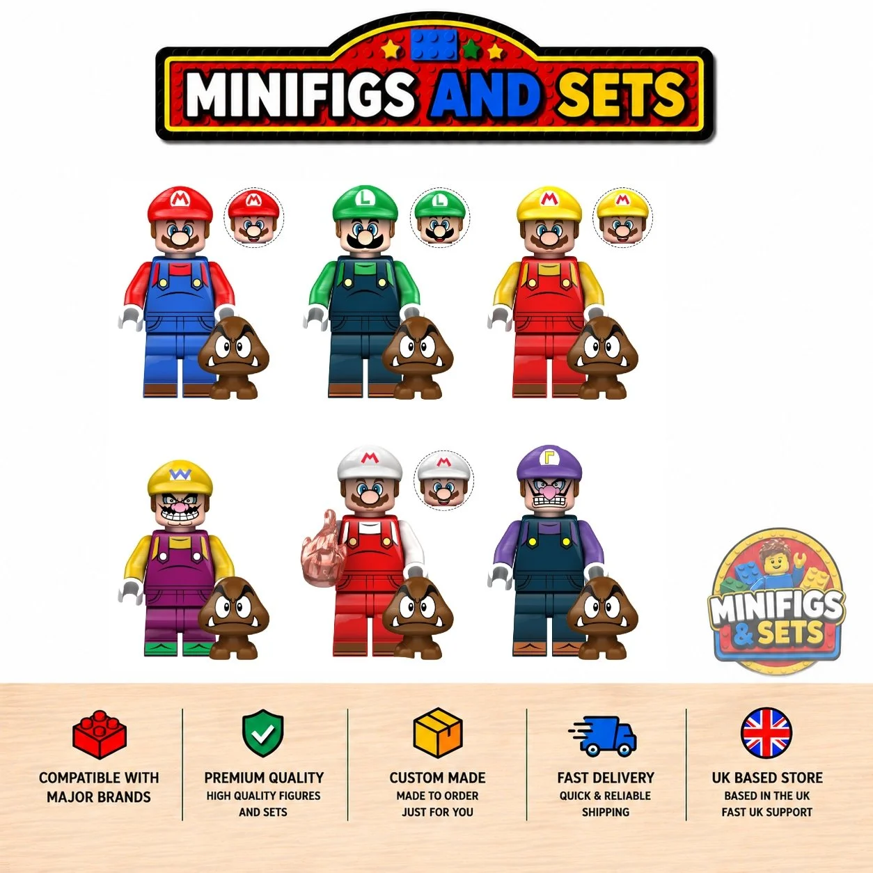 Mario Set of 6 minifigures - Style  3
