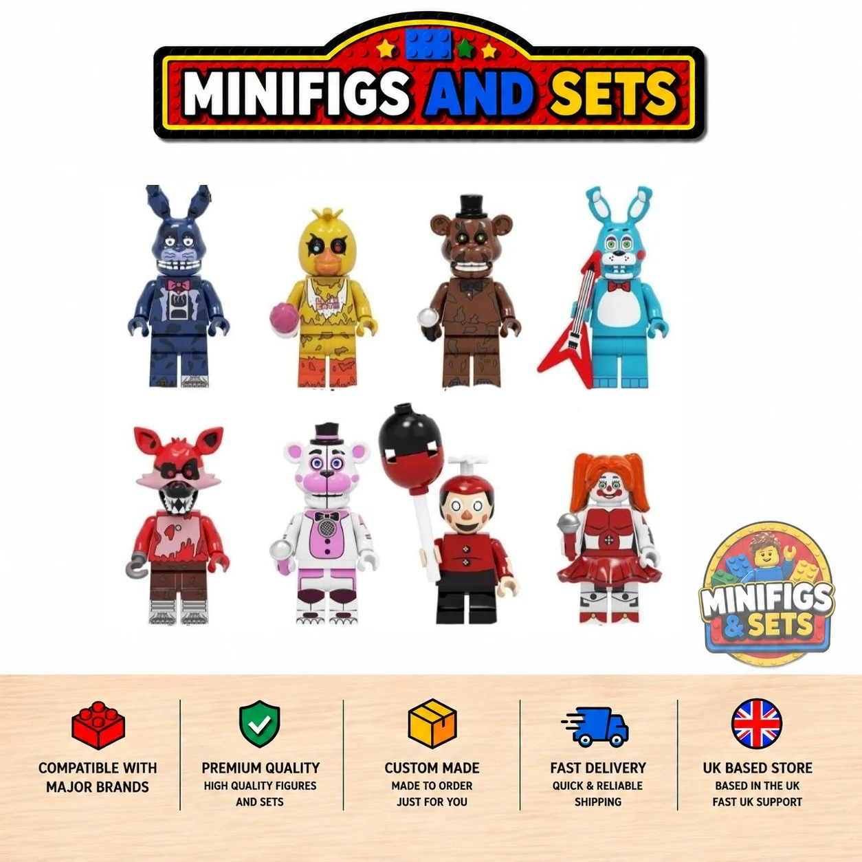 FNAF Set of 8 minifigures - Style 6