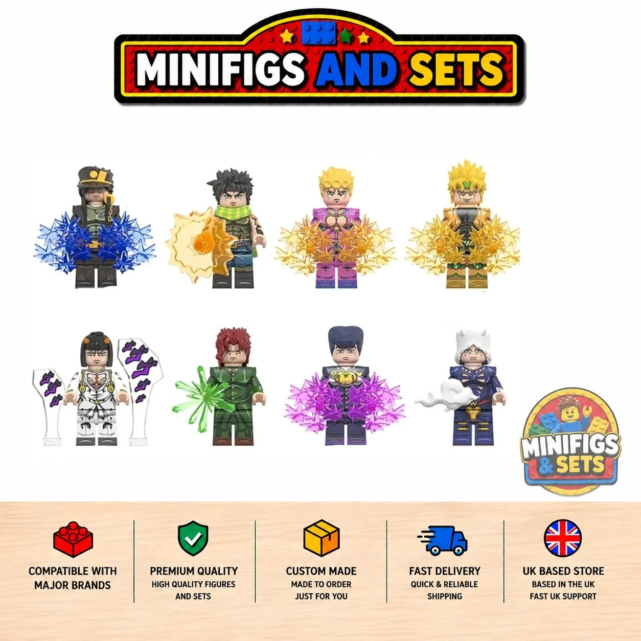 Jojo's Bizarre Adventure Set of 8 minifigures - Style 3