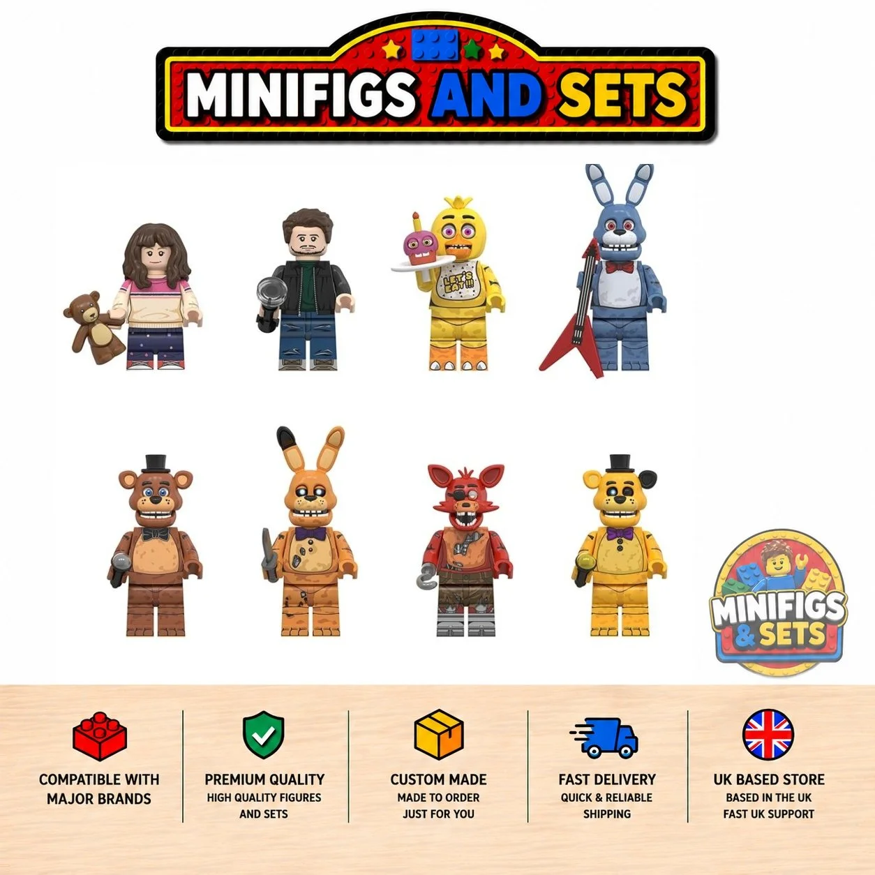 FNAF Set of 8 minifigures - Style 1