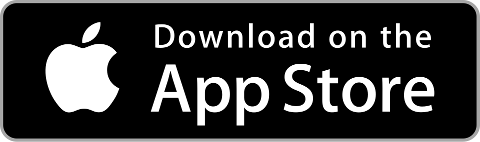 Black app store download button with white Apple logo and text