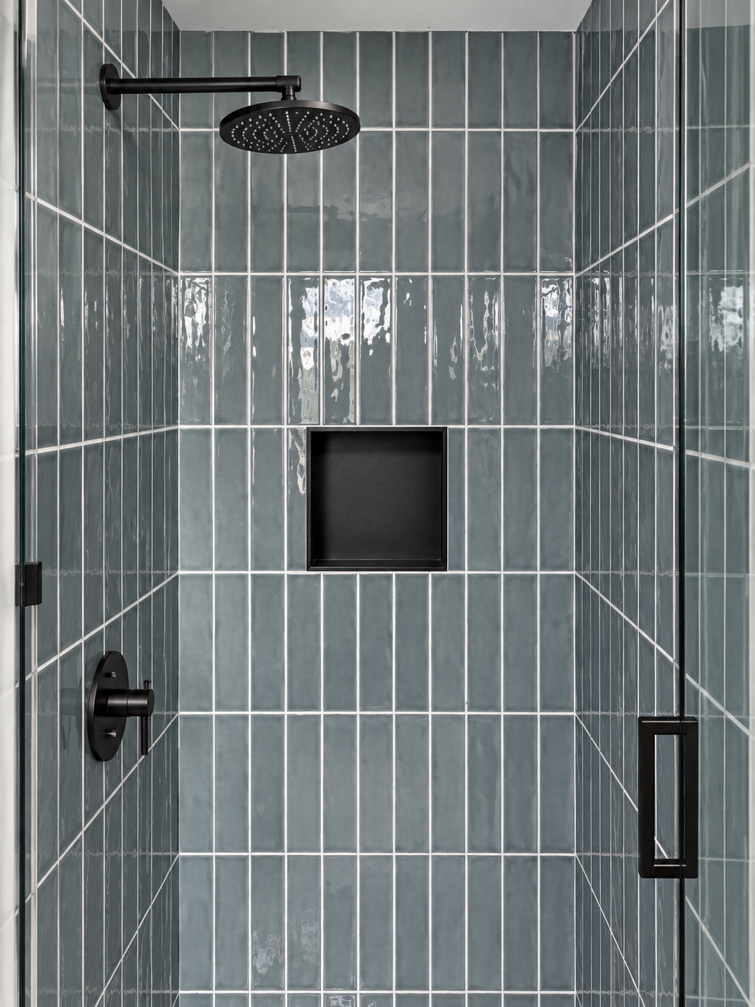Blue-Accent Subway Tile Shower