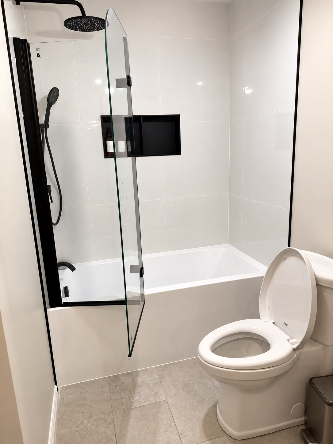 Matte Black & White Tub-Shower