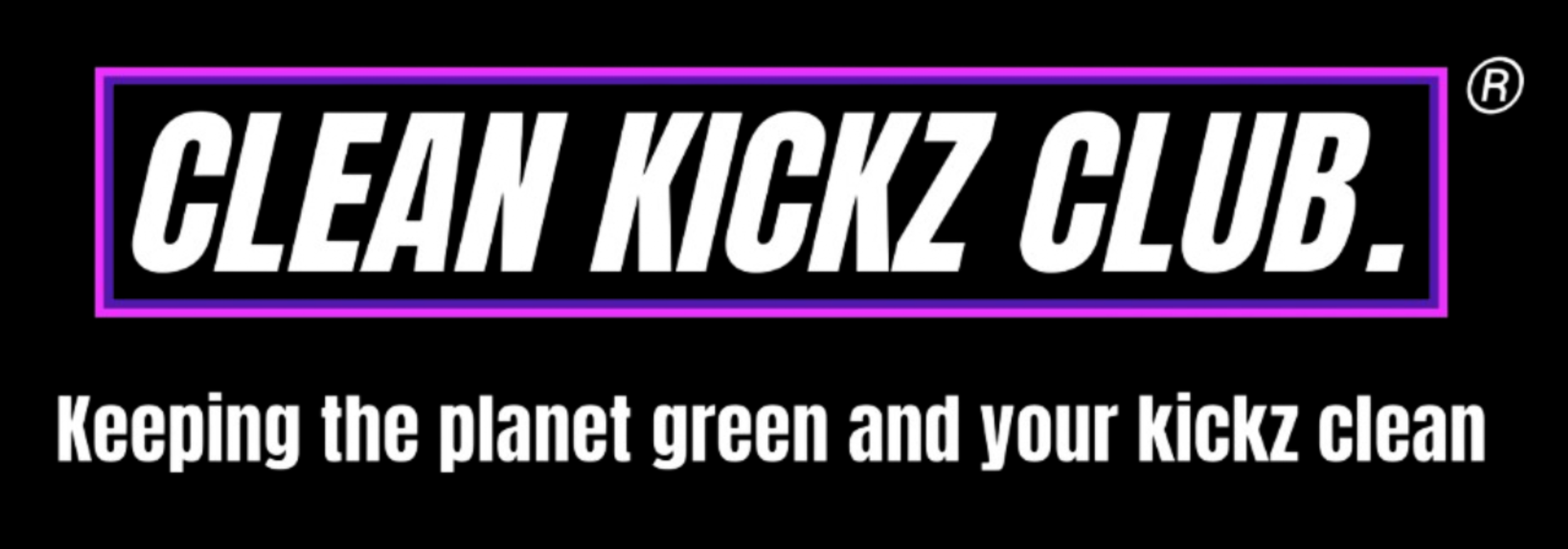Logo for the Clean Kickz Club with a tagline, 'Keeping the planet green and your kickz clean'.