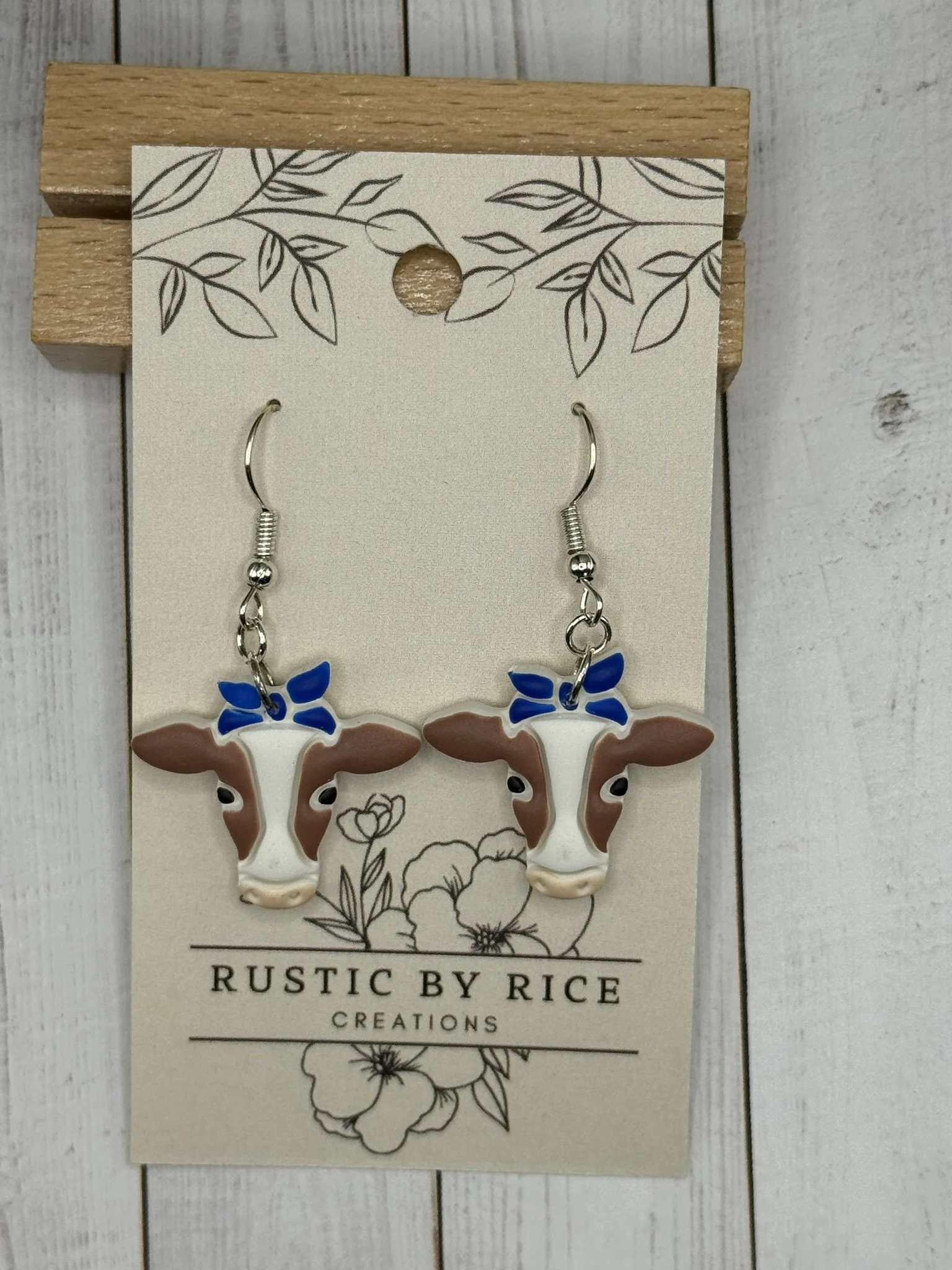 Cow Head Bandana Dangle Earrings