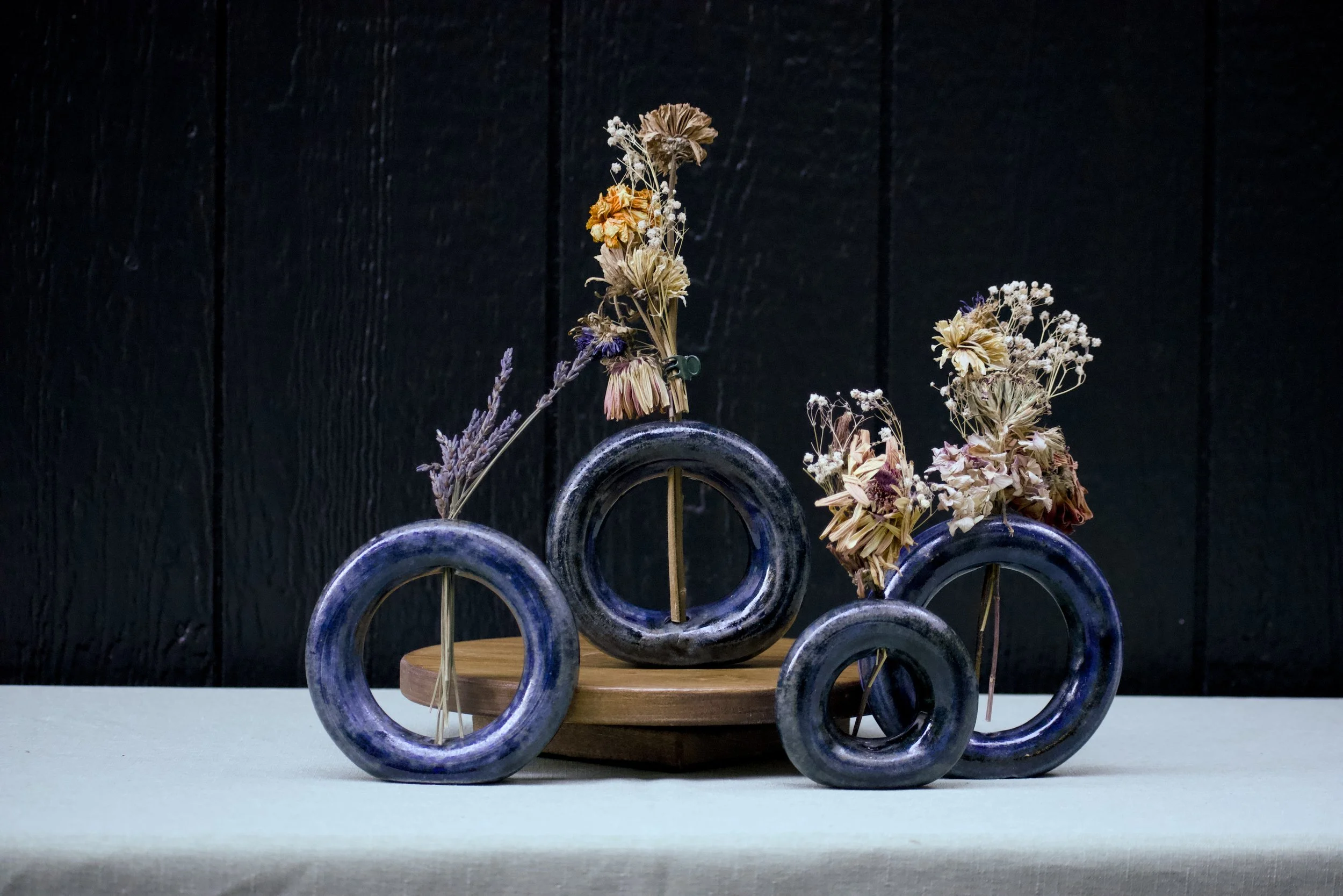 Blue Rutile Circle Vases