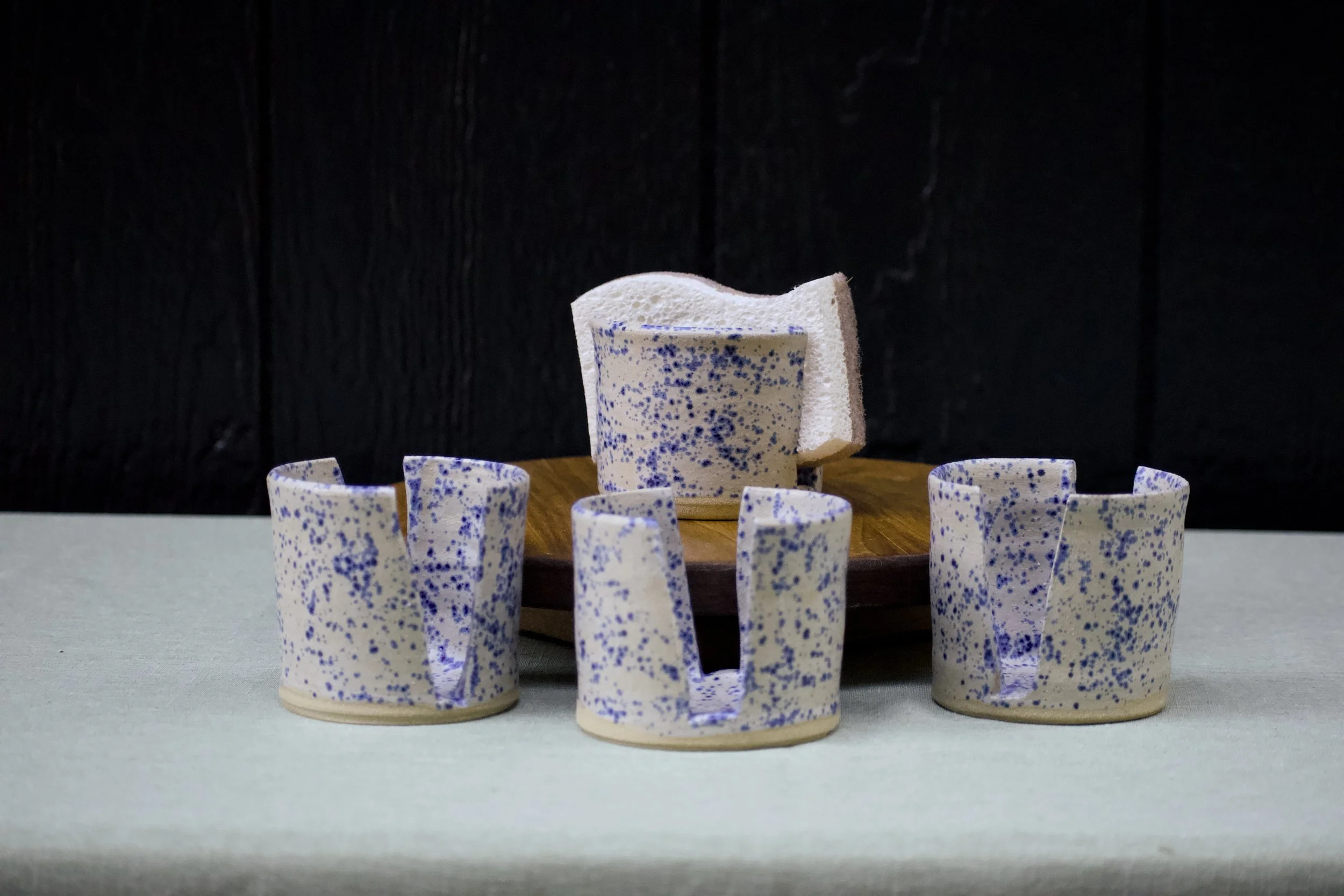 Blue Speckled Sponge Holder