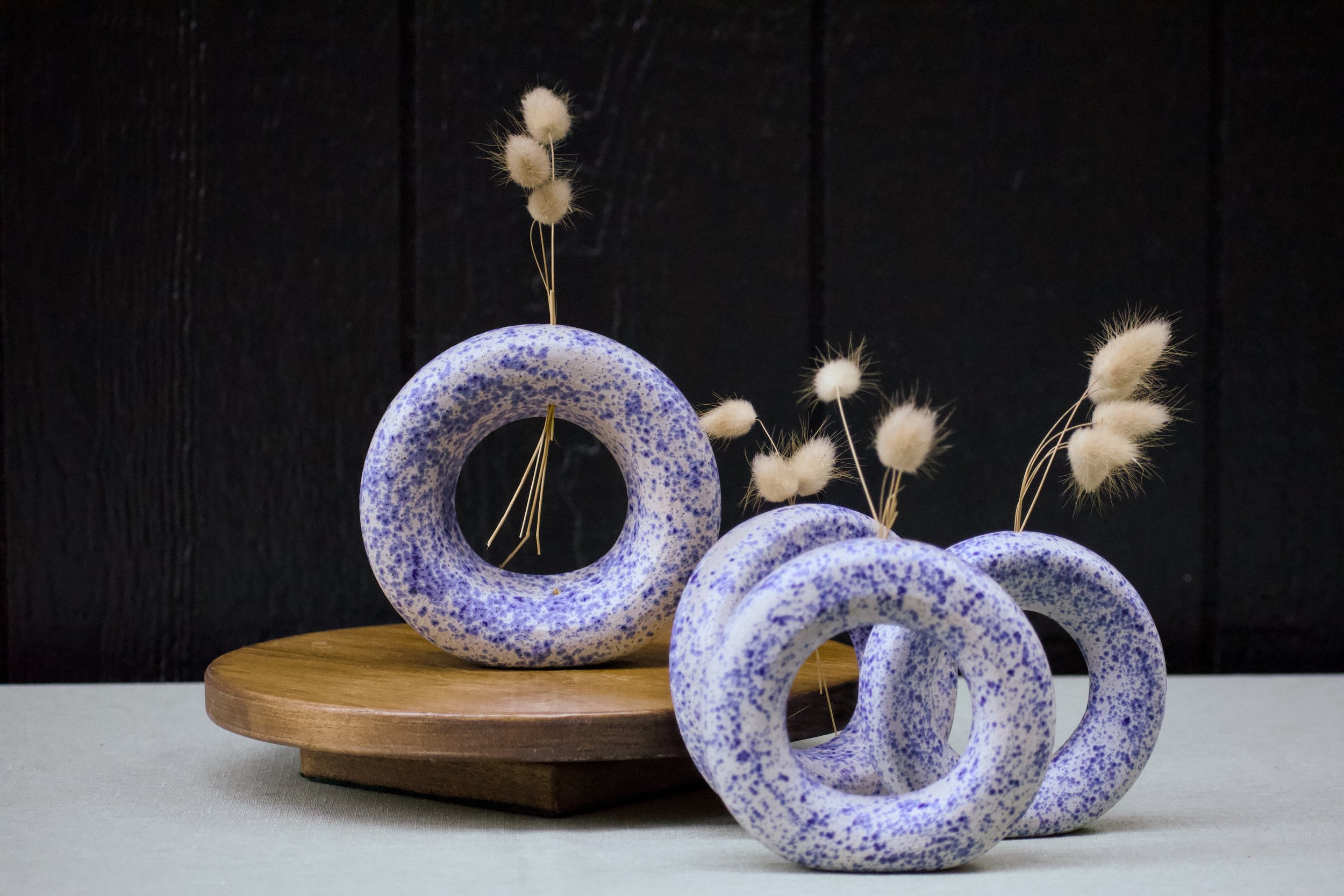 Blue Speckle Circle Vases