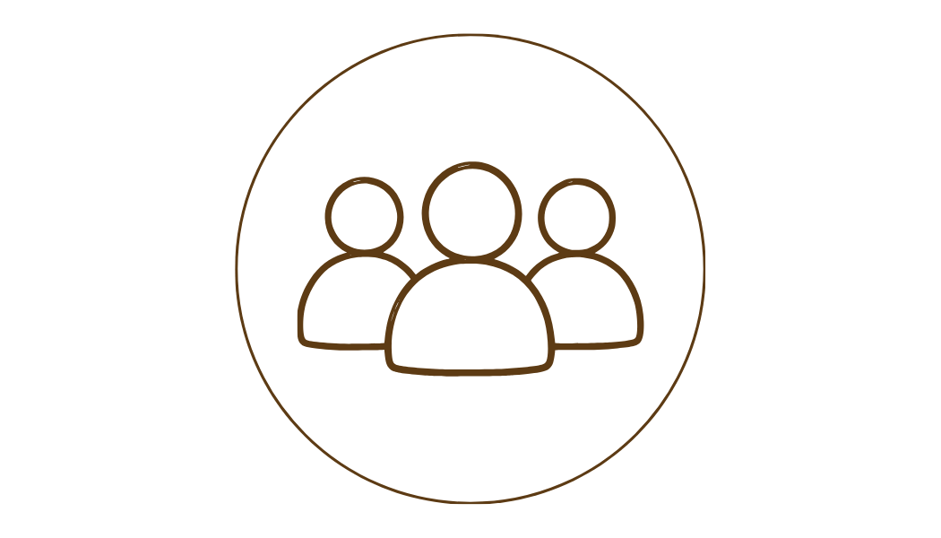 Icon of three people inside a circle representing a group or community