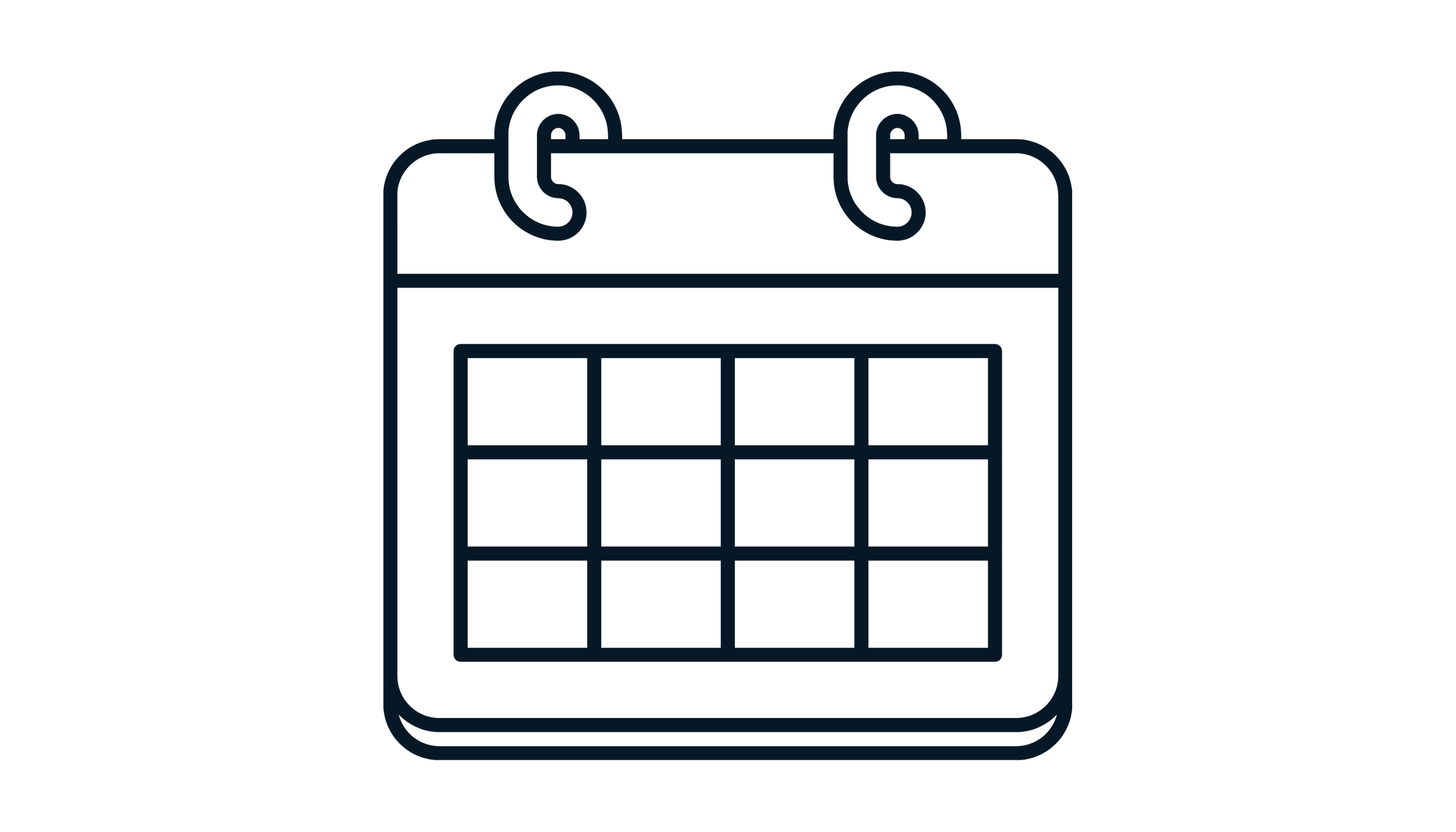 Line drawing of a calendar with a hanging clip at the top