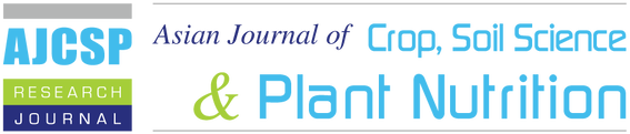 Logo of the Asian Journal of Crop, Soil Science & Plant Nutrition, with the journal's name in blue and green text on a black background.