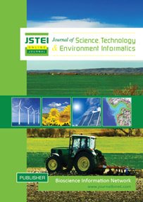 Cover of a journal titled 'Journal of Science, Technology & Environment Informatics' with images of wind turbines, sunflowers, solar panels, and a tractor in a field.