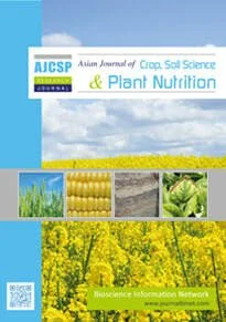 Cover of a publication titled 'Asian Journal of Crop, Soil Science & Plant Nutrition,' featuring images of crops, soil, and plants, with a yellow flowering field in the foreground and a blue sky with clouds.
