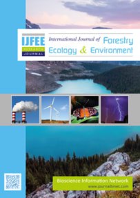 Cover of the IEEE journal titled 'International Journal of Forestry, Ecology & Environment' with images of wind turbines, forests, and lightning, and a green banner for the Bioscience Information Network.