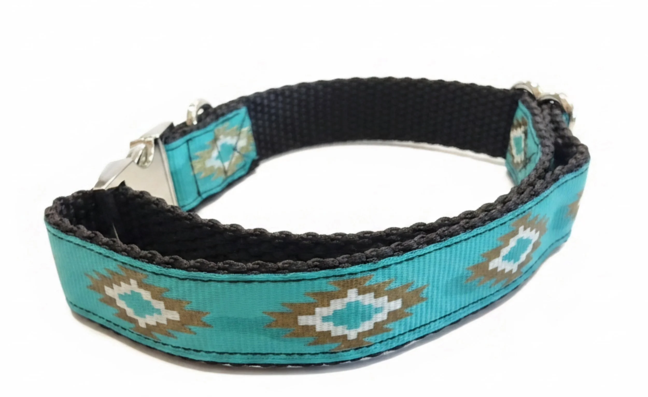 "Turquoise Trails" Handmade Dog Collar | Medium (Up to 18") |