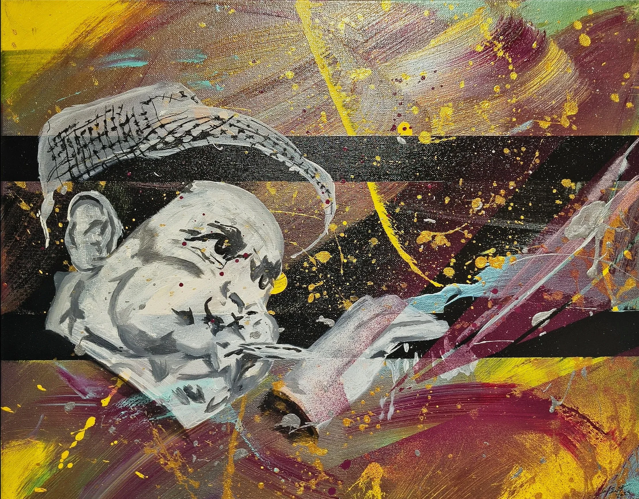 Dizzy Gillespie
Acrylic on Canvas 
Size 16"x20"