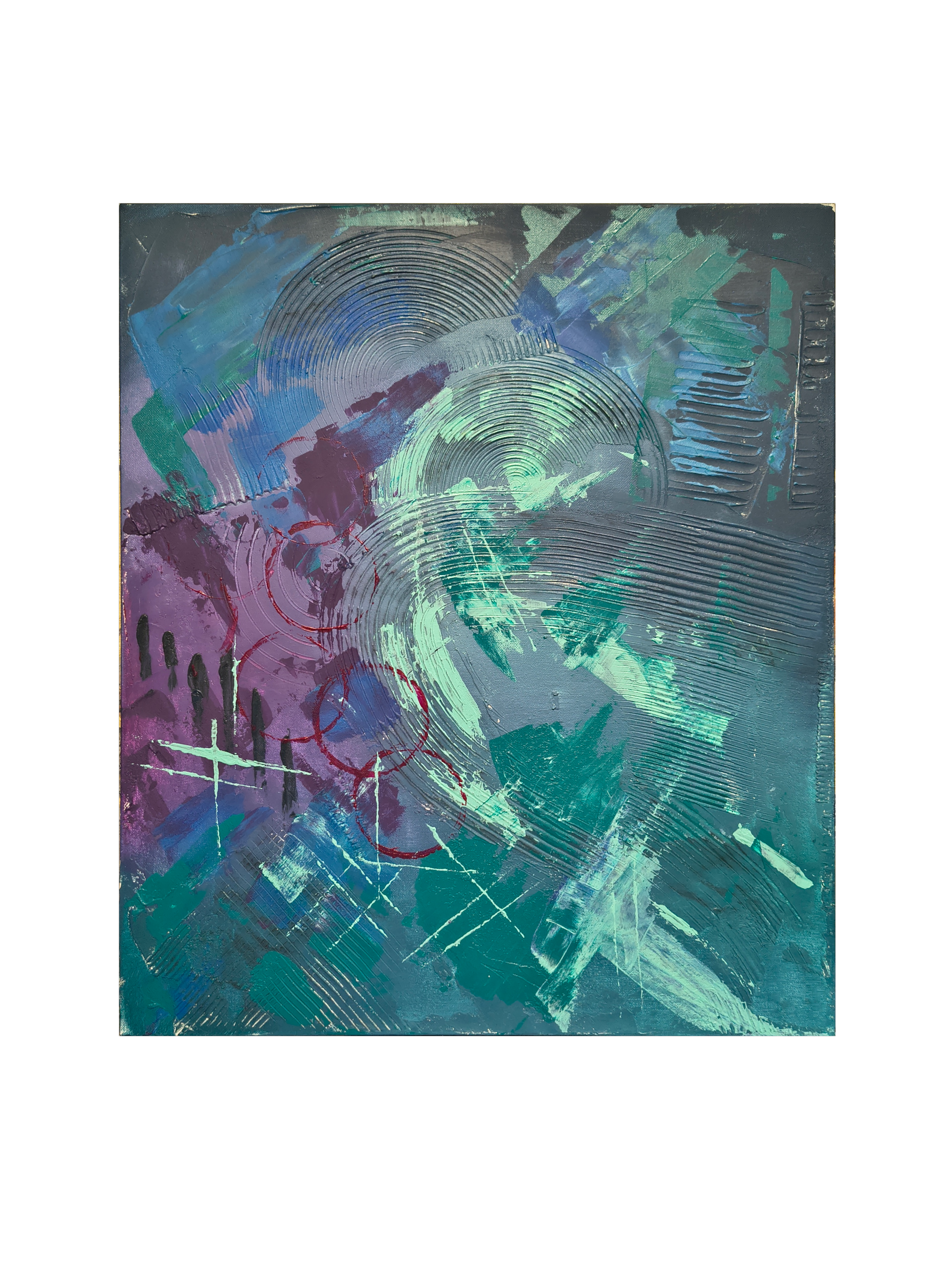 "Release"	
Jovan Scott
Acrylic/plaster on Canvas	
20x24	
2026	
$550	