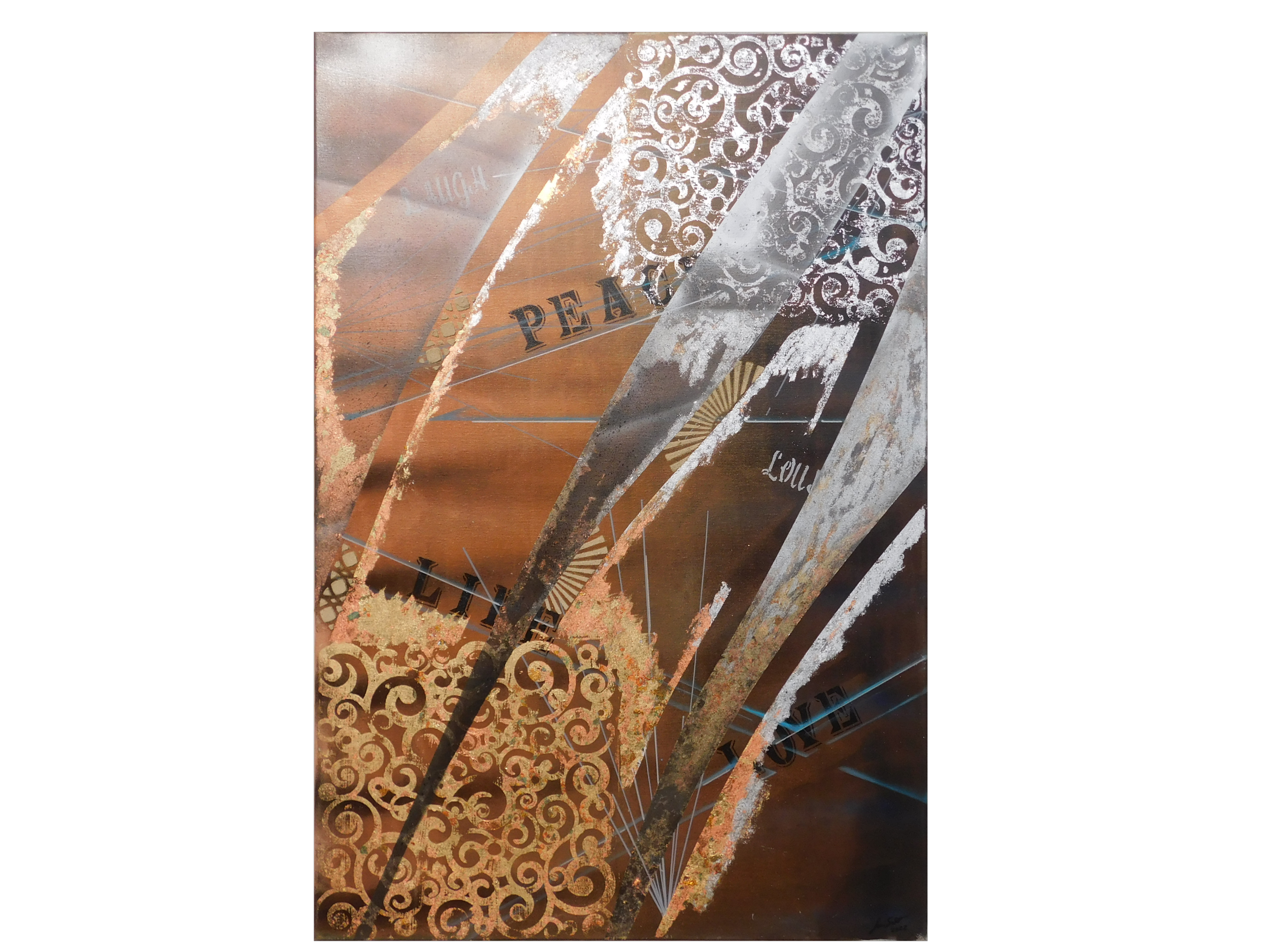 "Gilded Tear"	
Jovan Scott
Acrylic/Sand/Gilding foil on Canvas	
24x36	
2022	
$980	

