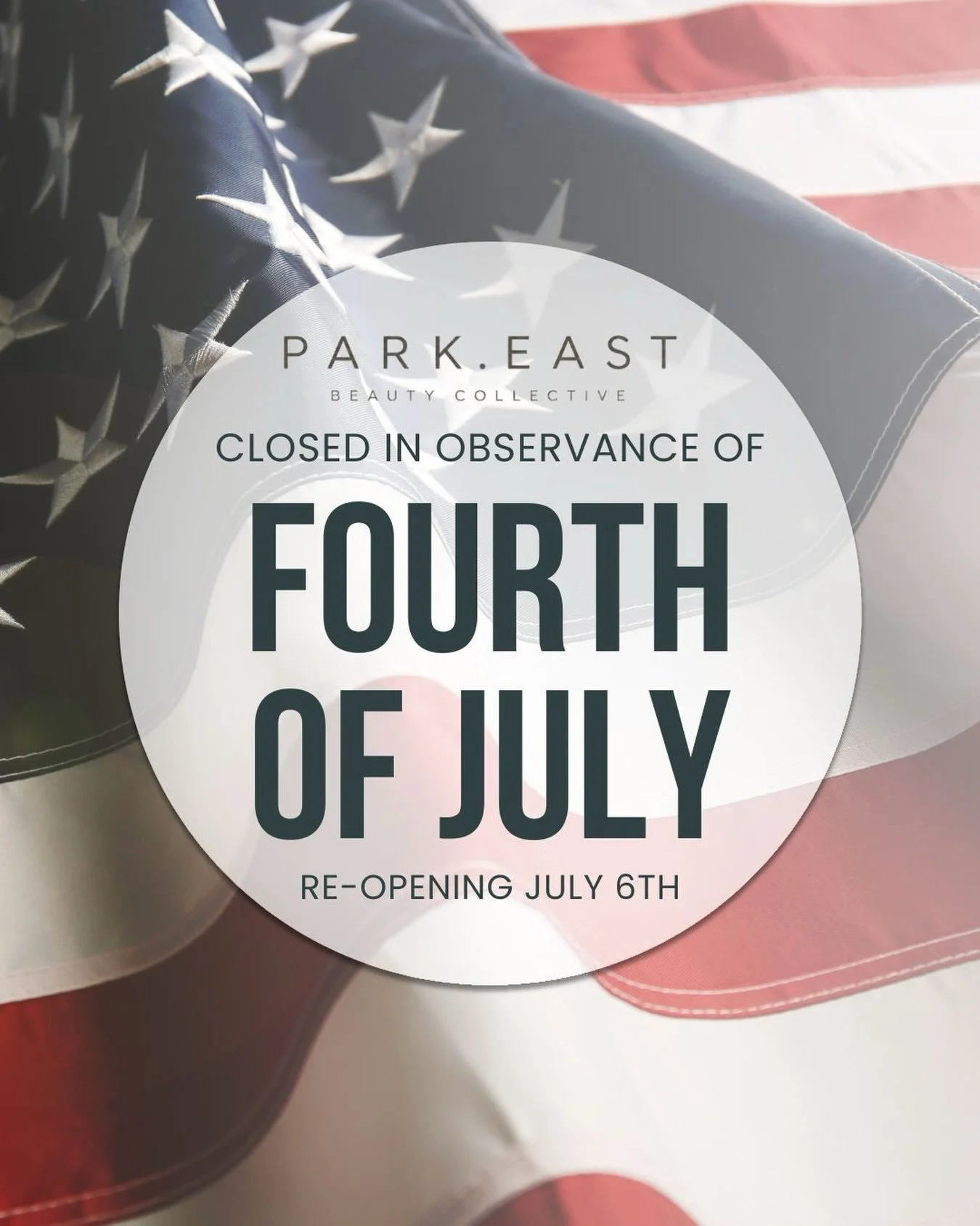 Happy Fourth of July, friends 🇺🇸! Park East is closed over the weekend but will re-open on Monday!