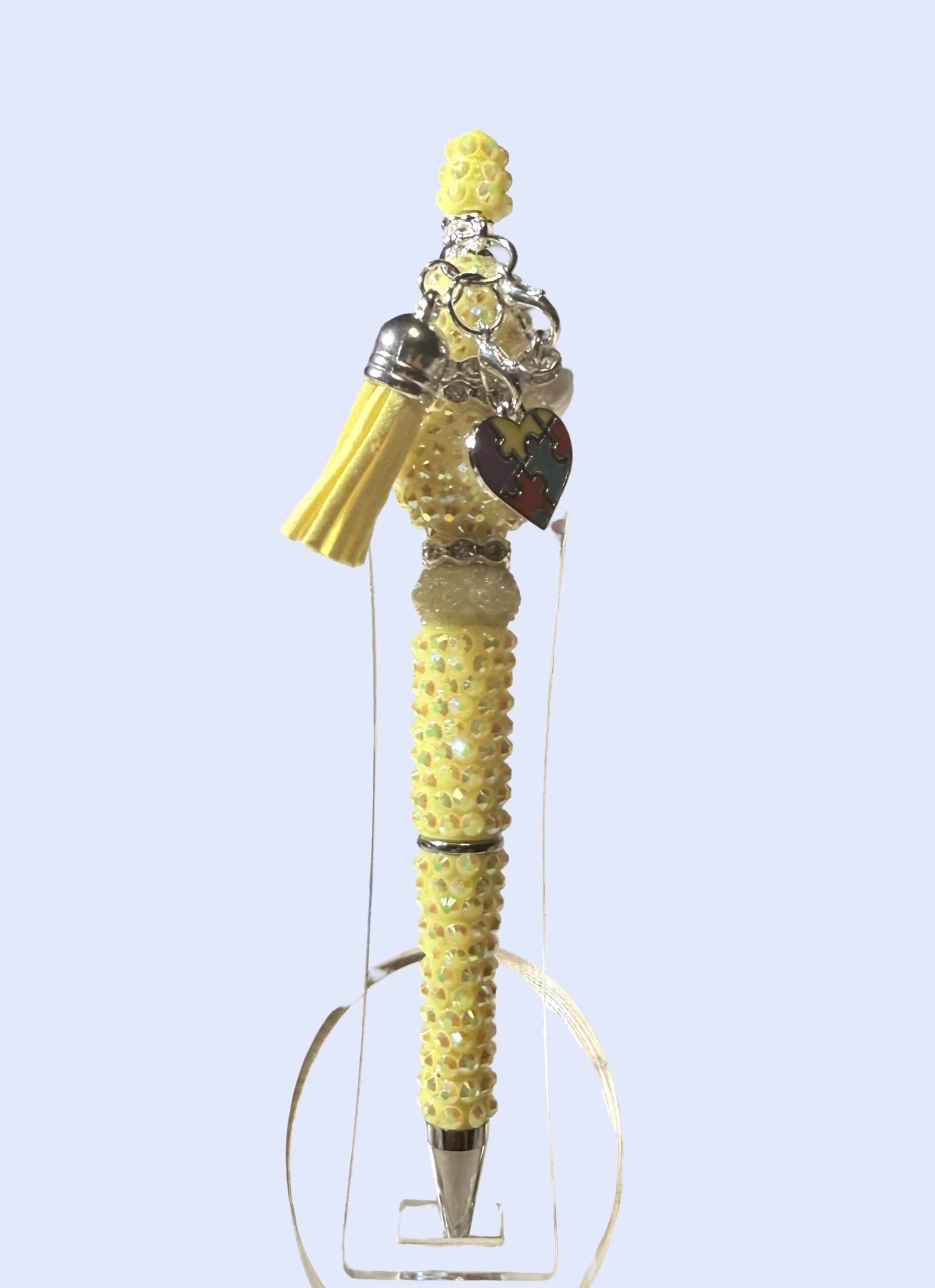 Handmade Yellow Rhinestone Pen For Autism Awareness