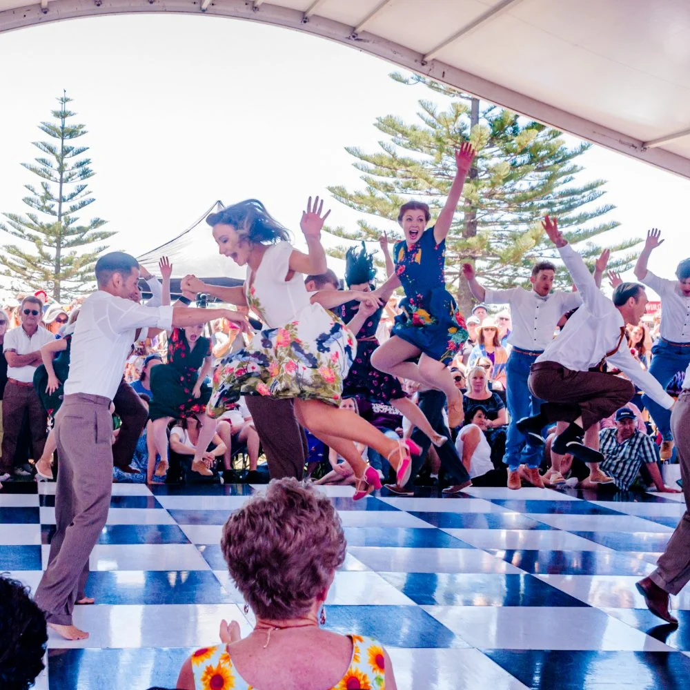 Sydney Swing Katz dancing on stage for ChromeFest