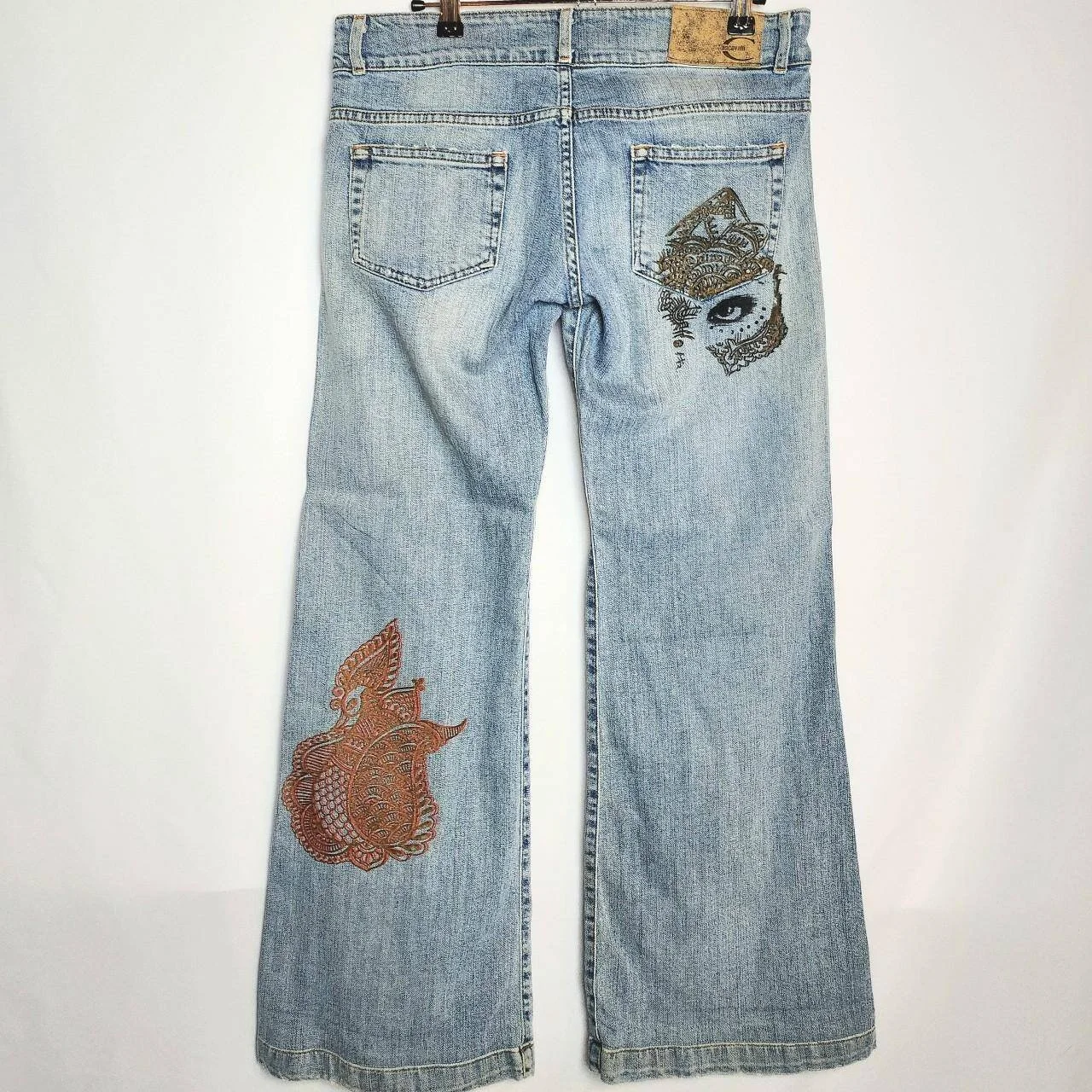 Vintage Cavalli Screen Printed Flare Jeans