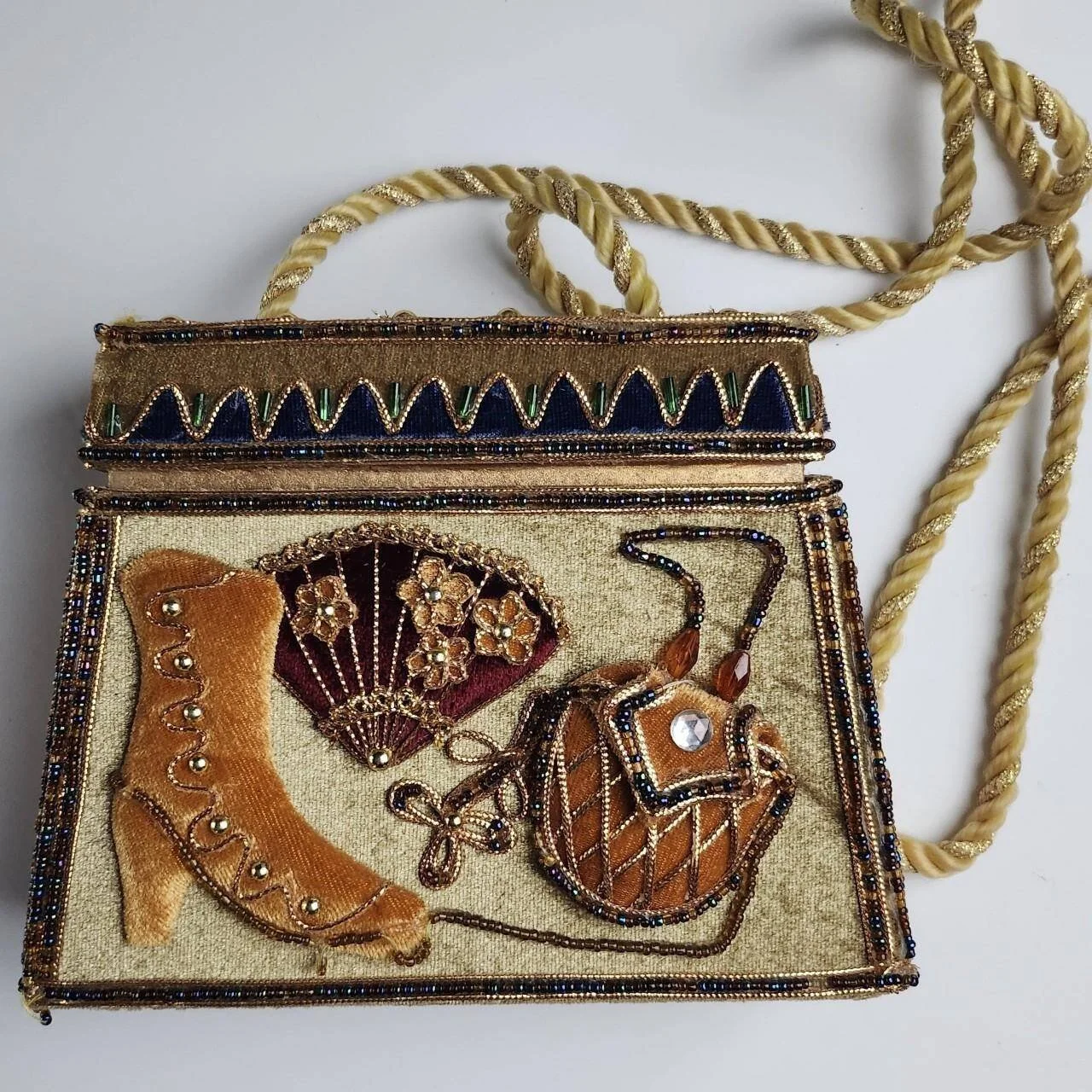 Antique Beaded Velvet Purse