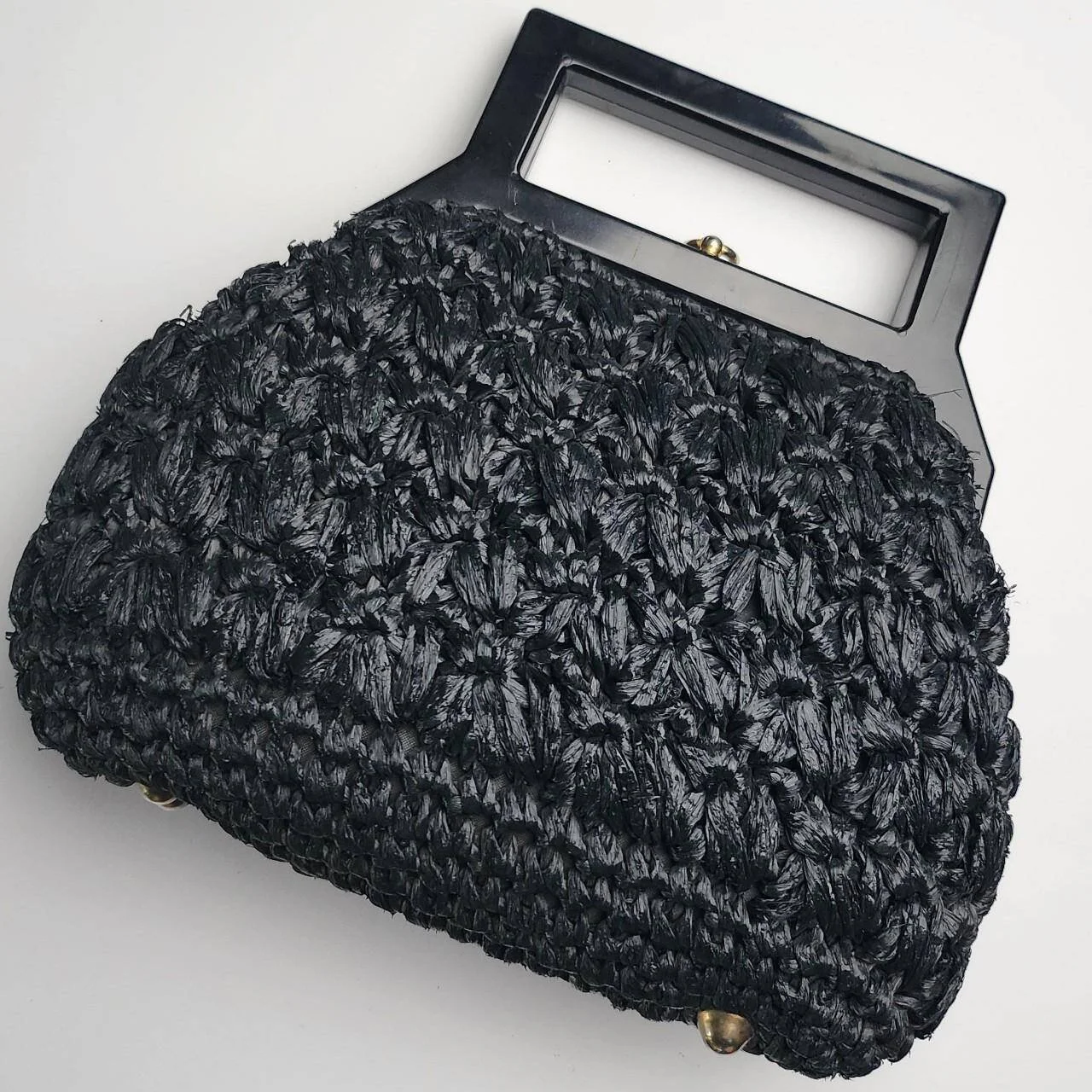 Vintage Macrame Woven Purse in Black