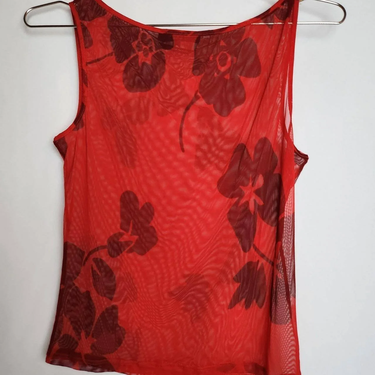Vintage Max Mara Mesh Printed Tank in Red, Made in Italy