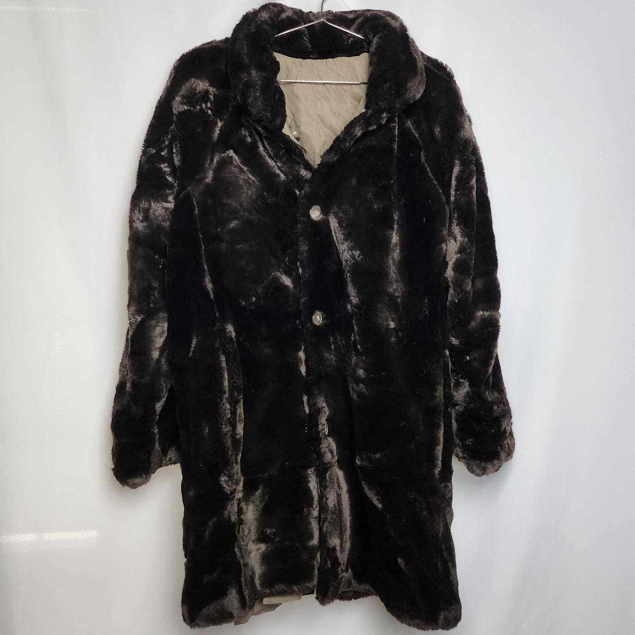 Vintage 1960s Button Up Fur Coat in Dark Brown