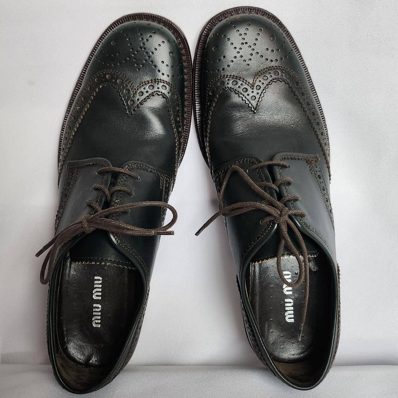 Miu Miu Lace Up Leather Oxford Loafers