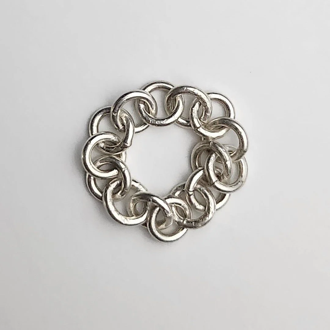 Handmade sterling silver chain ring (2023)
