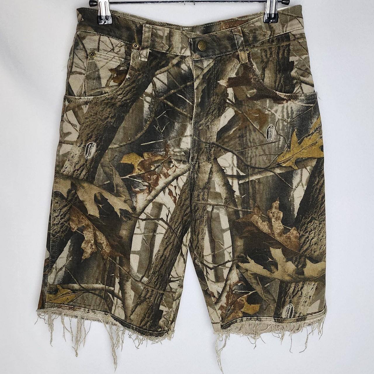 Vintage Distressed Wrangler Camo Denim Shorts