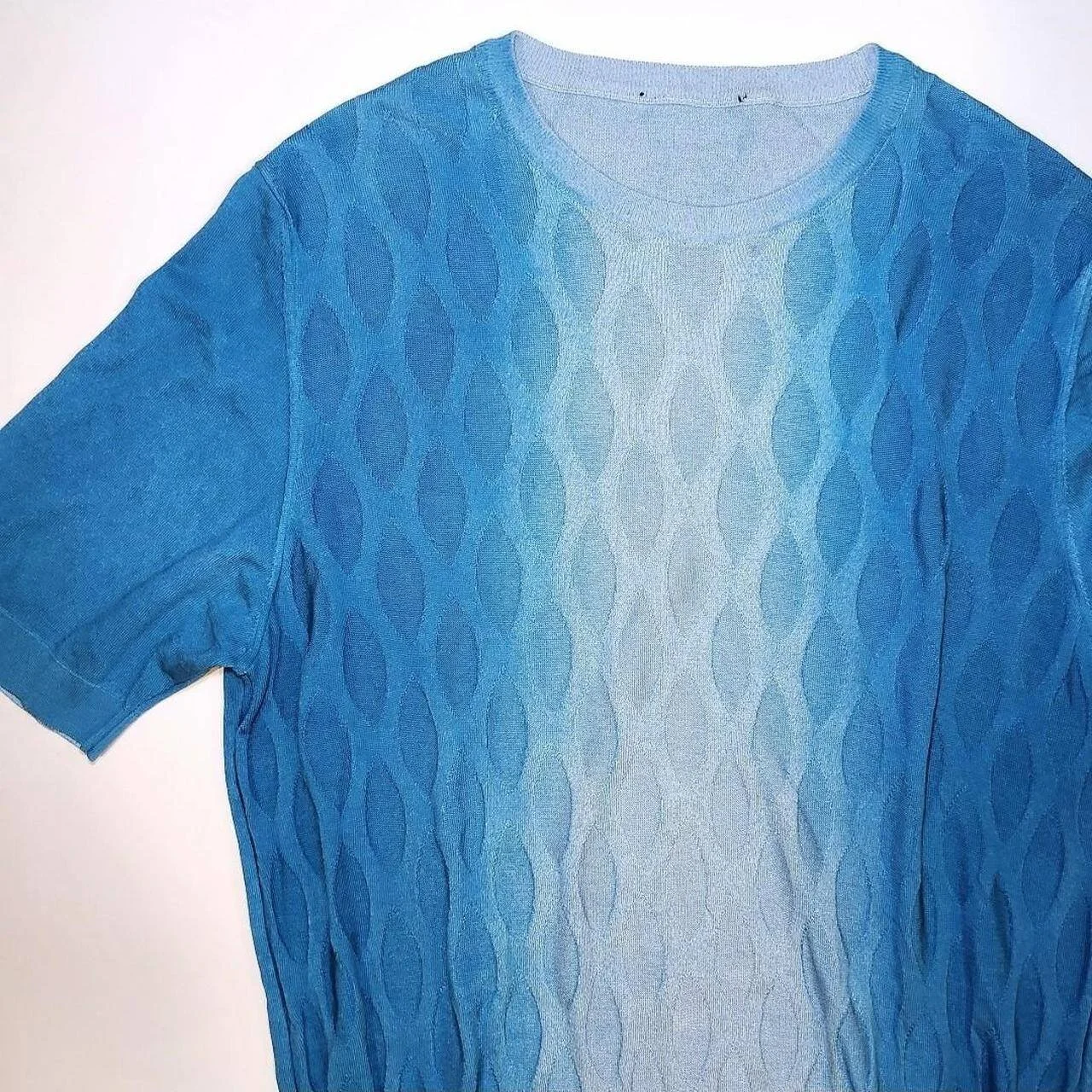 Vintage Coogi Style Blue Short Sleeve Sweater