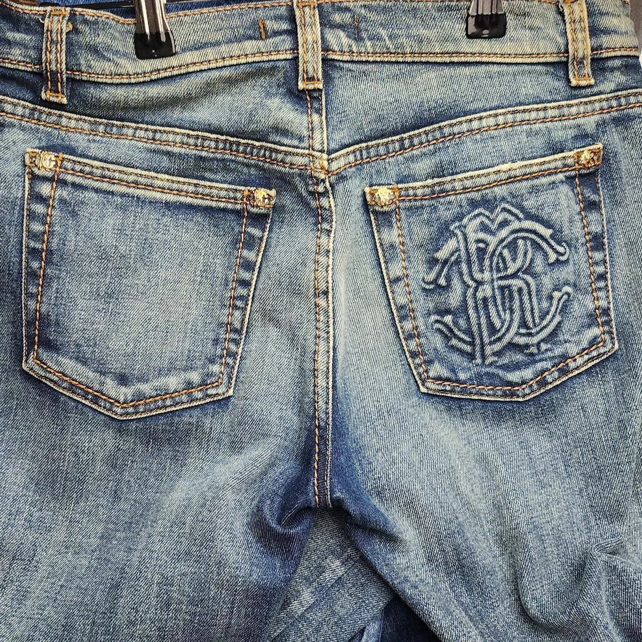 Vintage Roberto Cavalli Branded Flare Jeans in Medium Wash