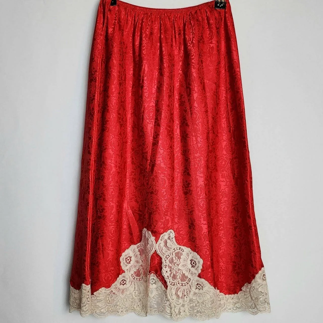 Vintage Christian Dior Half, Midi Skirt Slip in Red Roses